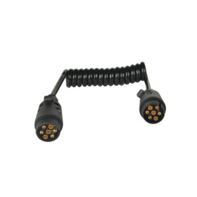 7Pole Black PU Spiral Coil, 2Plugs JH003, CableLwngth 1m,2m,3m.....JH020-B