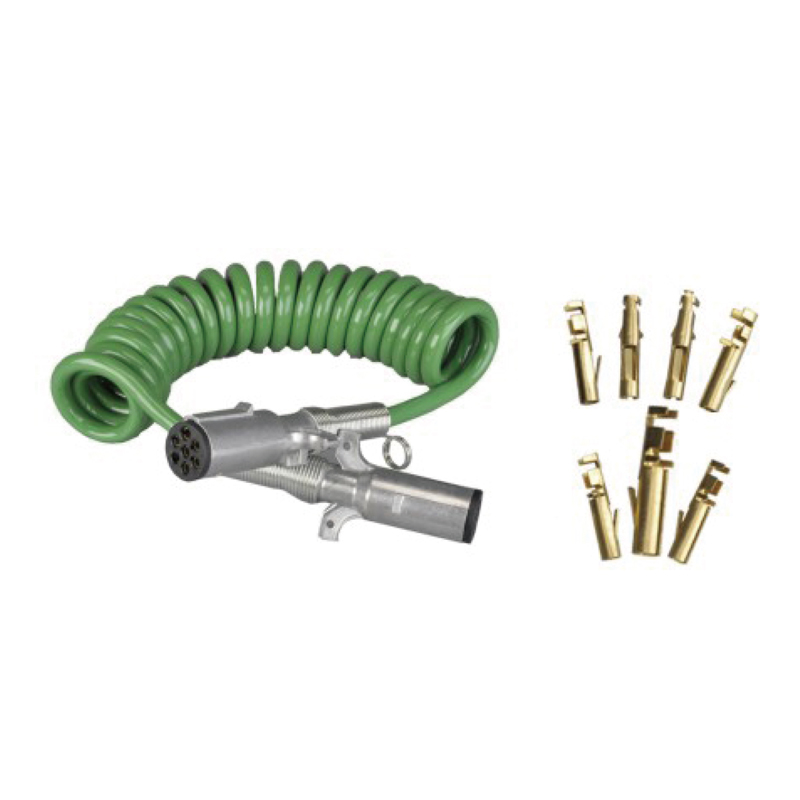 Spiral Coil viridis cum duobus obturaculis metallicis 24V, typus crimp pin; funis longitudo 1 m 2m 3m ....... JH091-B
