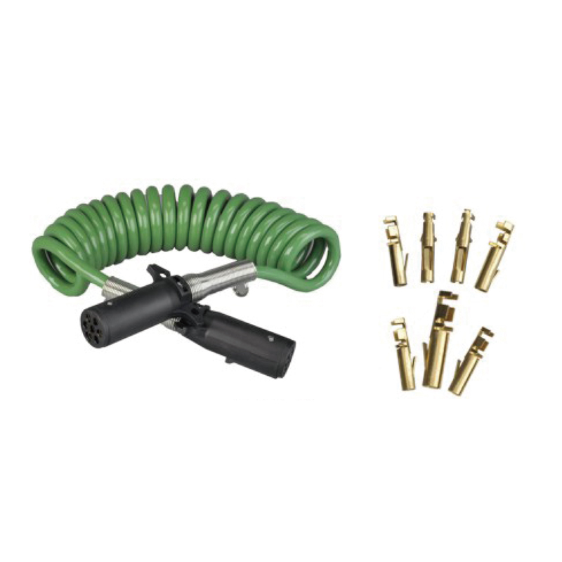 Spiral Coil viridis cum duobus obturaculis plasticis 24V, typus crimp pin; funis longitudo 1m 2m 3m ...... JH092-B