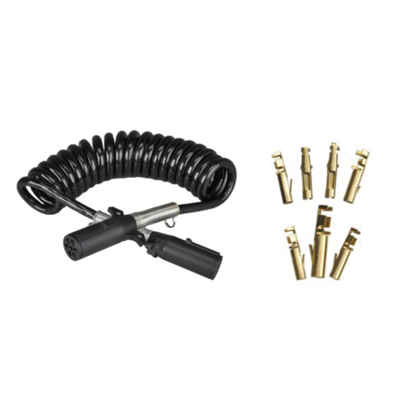 Spiral Coil nigra cum duobus plugs plasticis 24V, typus crimp pin; funis longitudo 1 m 2m 3m ....... JH092-D